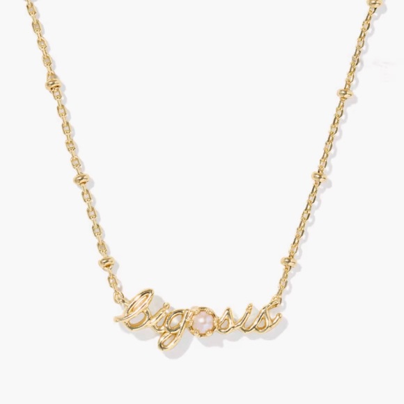 NWT Kendra Scott Gold 'Big Sis' Script Necklace - Picture 1 of 5